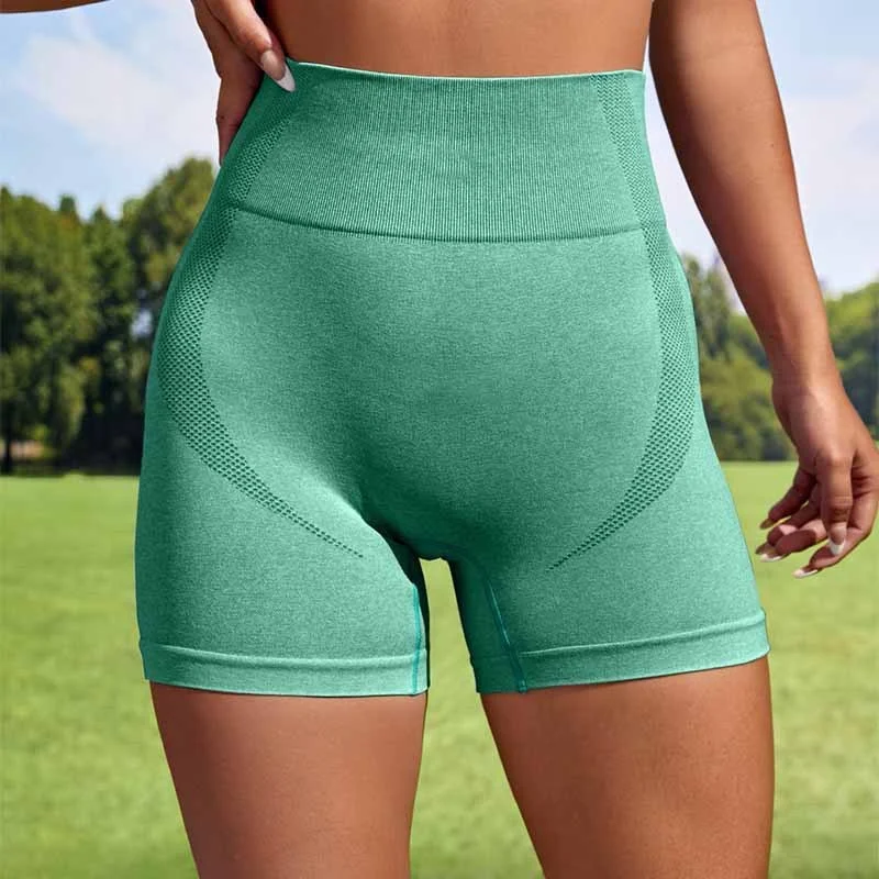 Women Sport Seamless Short Leggings High Waist Elastic Solid Yoga Leggings Ftness Gym Trainning Joggings Pants - Image 3