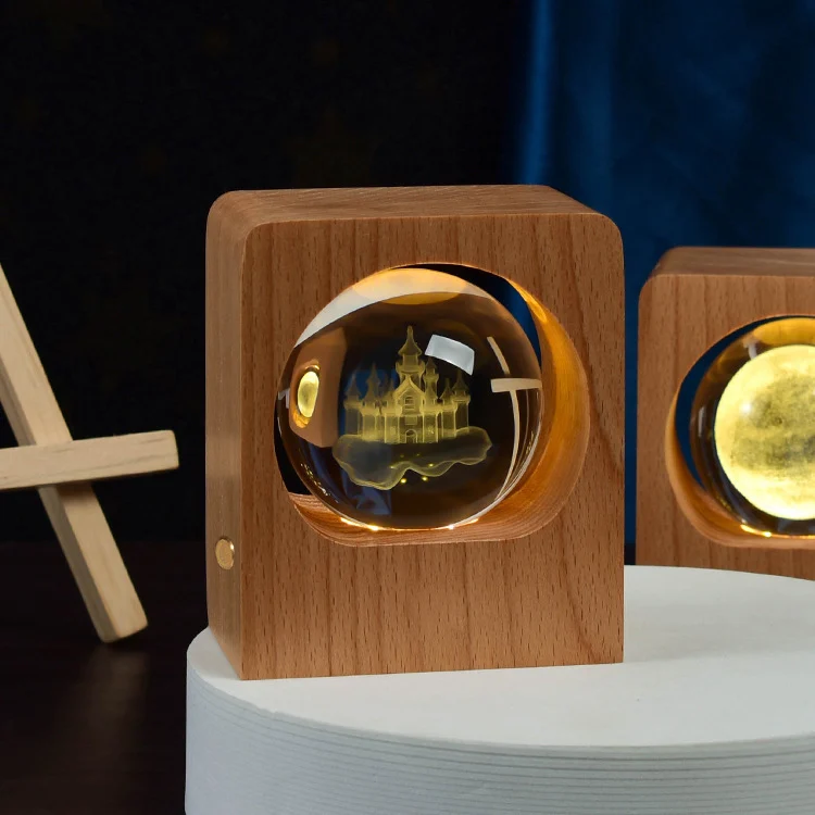 Beech Crystal Ball Night Light 3D Laser Engraving Elk - Image 9