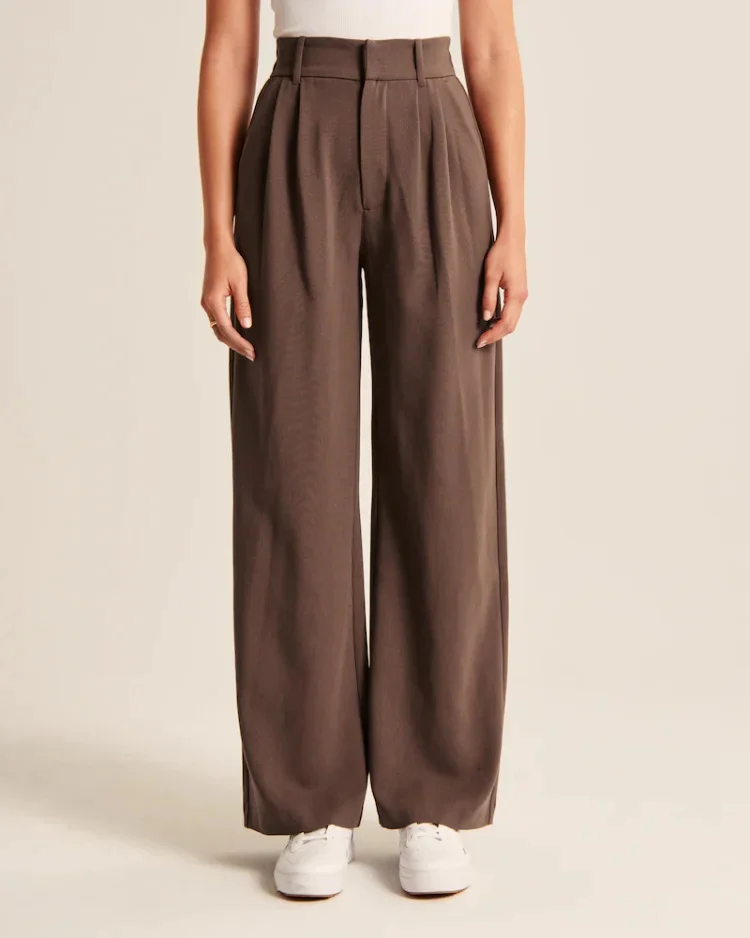 High Waist Straight Trousers With Pockets Wide Leg Casual Pants For Women - Image 6