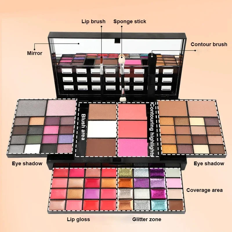 74 Colors Makeup Set Lip Gloss Blush Eyeshadow - Image 4
