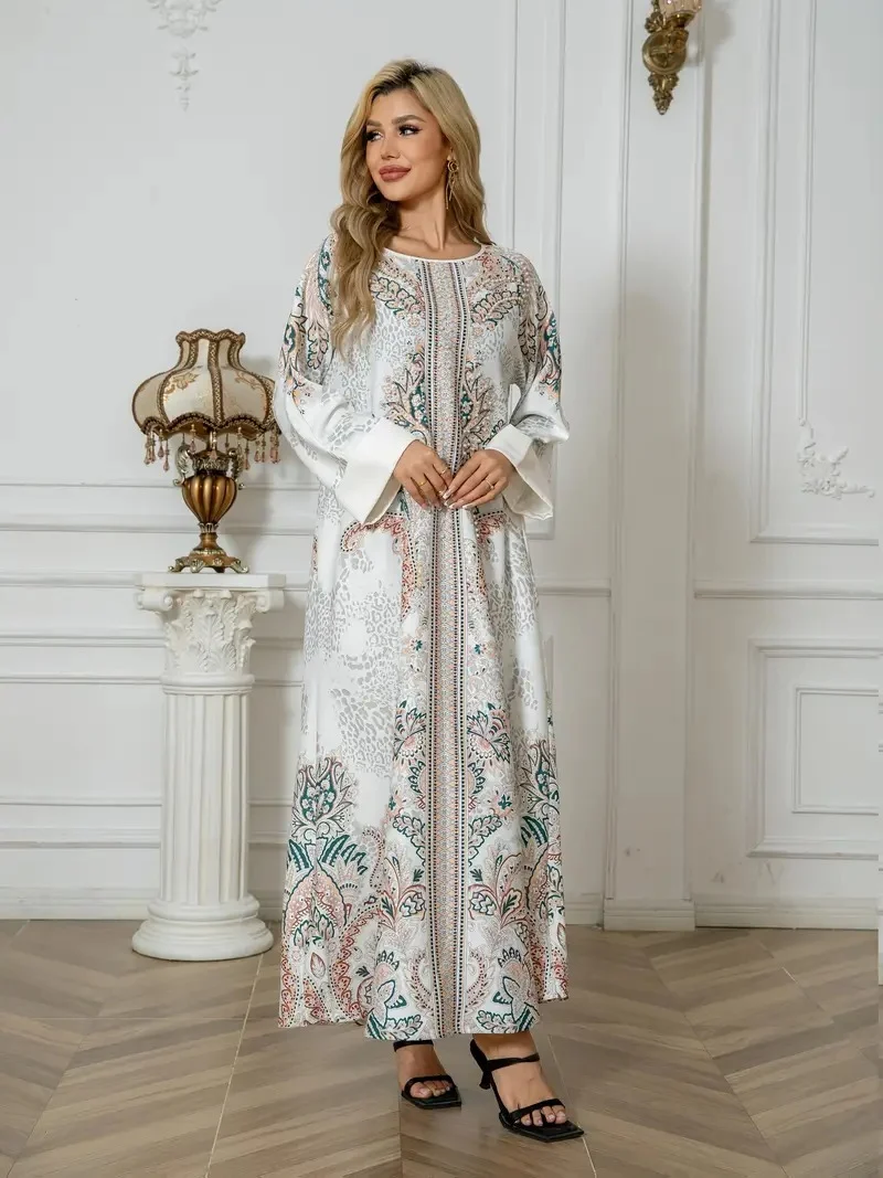 Women's Leopard Print Long Kaftan Dress - Image 4