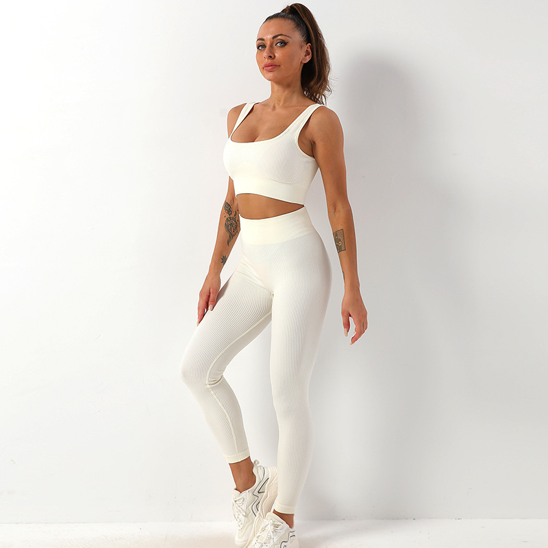 2pcs Thread Yoga Suit Seamless Bra and Butt Lifting - Image 2