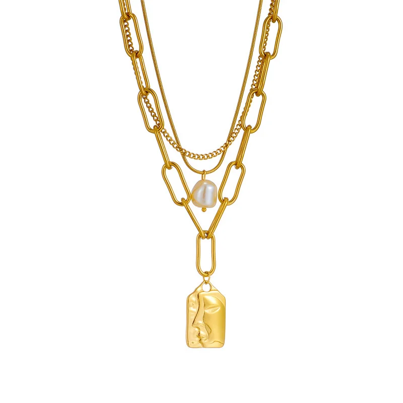 Fashion Jewelry Layered Face Portrait Chain Choker - Image 6
