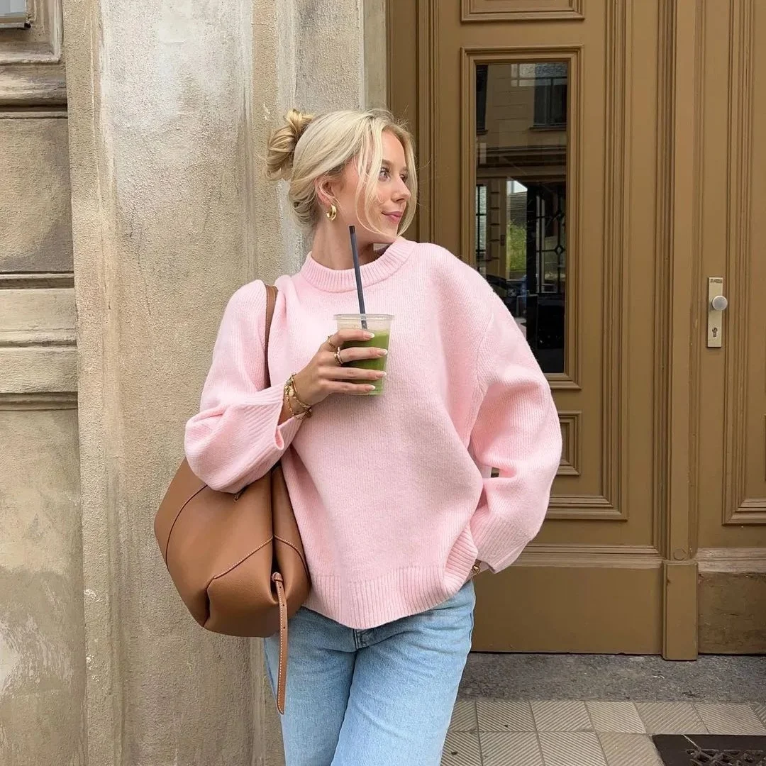 Sweet Crew Neck Pullover Sweater Winter Fashion Loose - Image 6