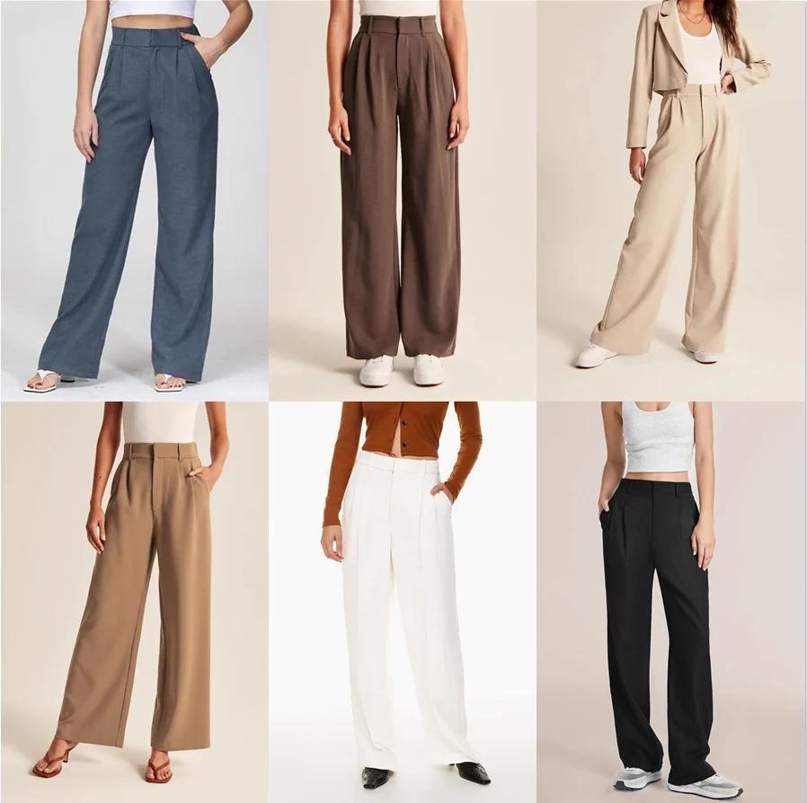 High Waist Straight Trousers With Pockets Wide Leg Casual Pants For Women - Image 10