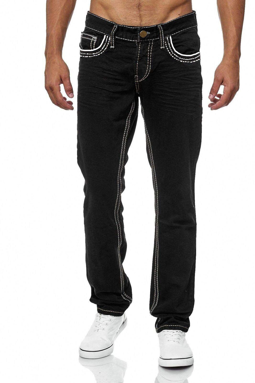 Men Jeans with Pockets Straight Pants Business Casual - Image 2