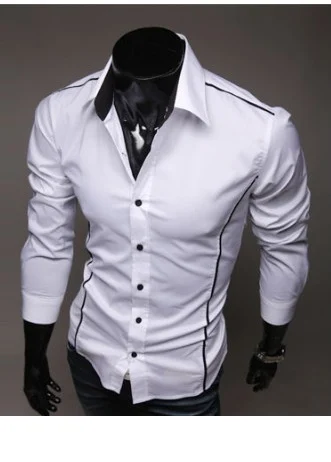 Men Shirt Fashion Cotton Slim Men Shirt Long Sleeve - Image 3
