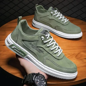 Men Sneakers Lace-up Letter Print Platform Canvas Shoes