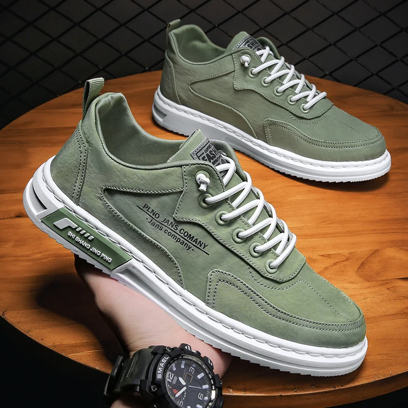Men Sneakers Lace-up Letter Print Platform Canvas Shoes