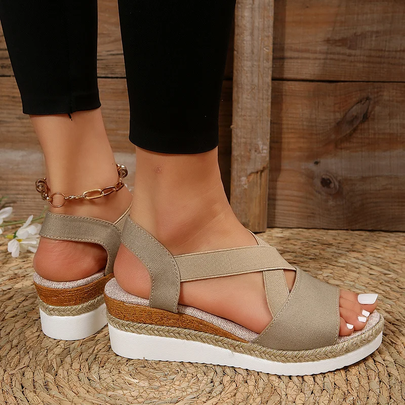 Wedge Sandals for Women Cross-strap Platform Gladiator - Image 3
