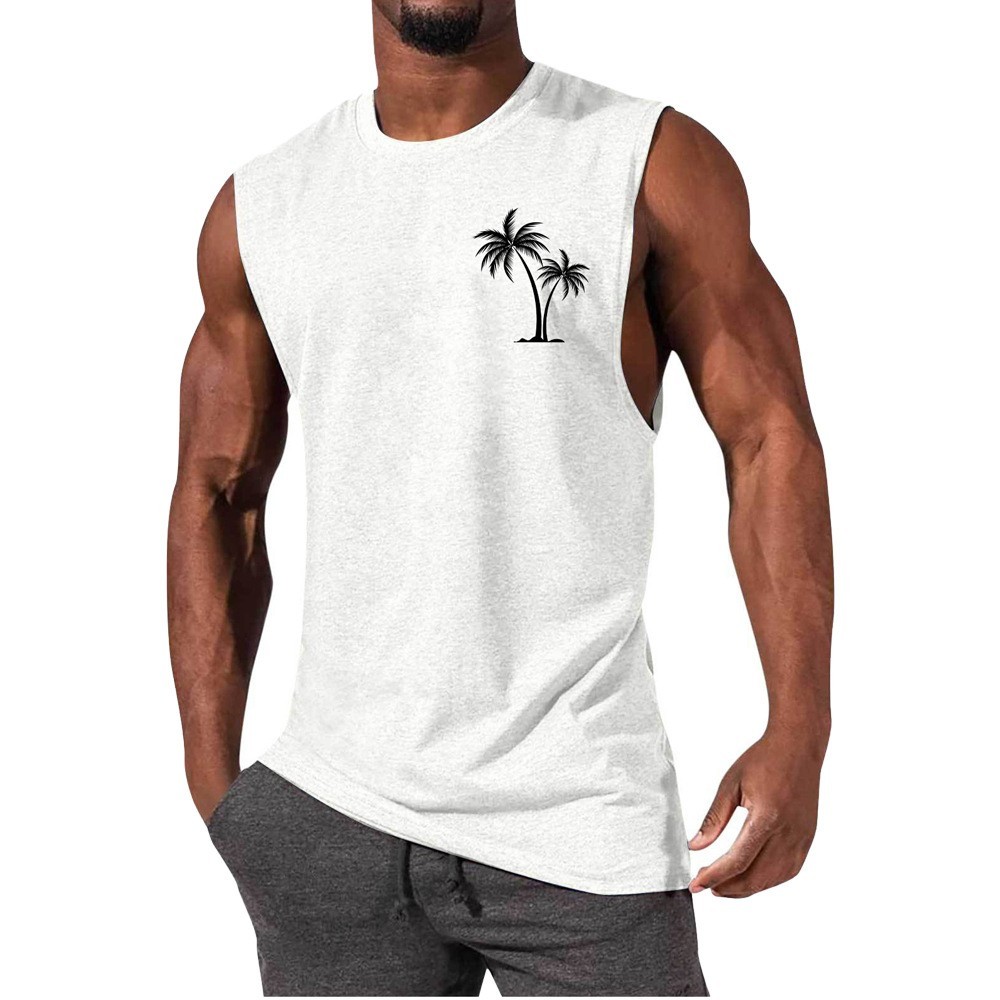 Coconut Tree Embroidery Vest Summer Beach Tank Tops - Image 3
