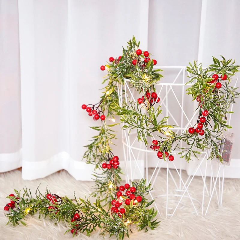 Christmas Decoration Red Fruit Light Needles Leaf - Image 3