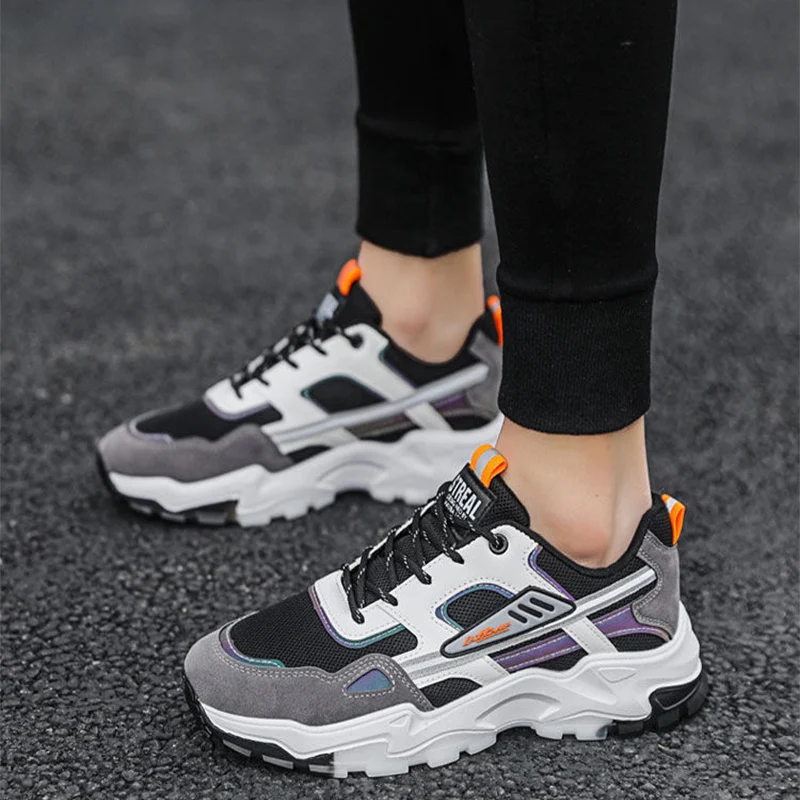 Black White Lace-up Sneakers Men Outdoor Breathable - Image 6