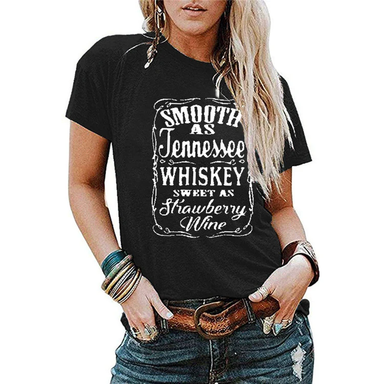 Ladies Blouse Letter Printing Round Neck Short-sleeved T-Shirt Women - Image 2