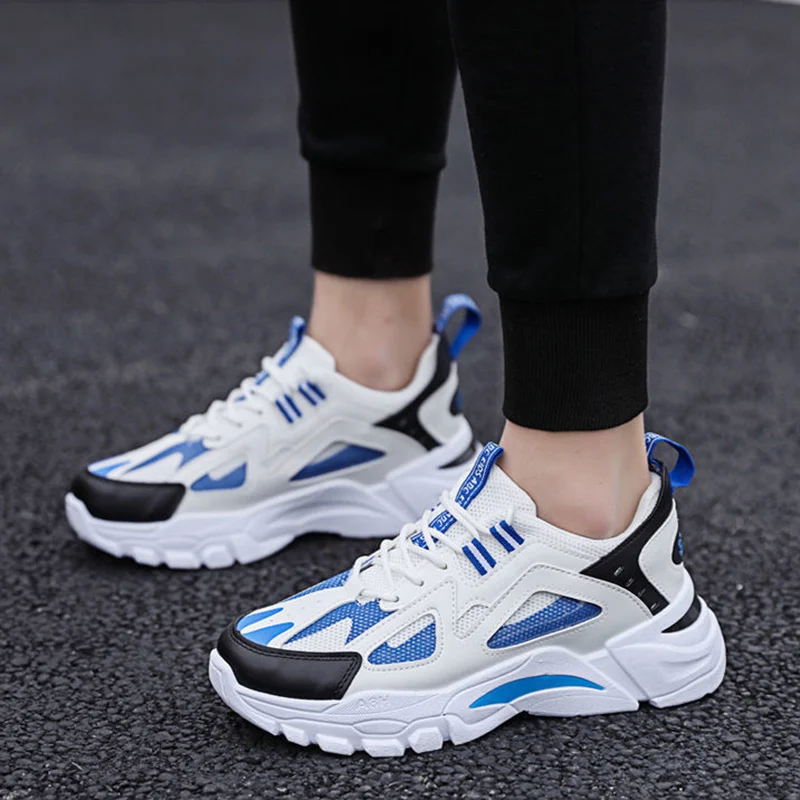 White Sneakers Men Non Slip Walking Running Shoes - Image 2