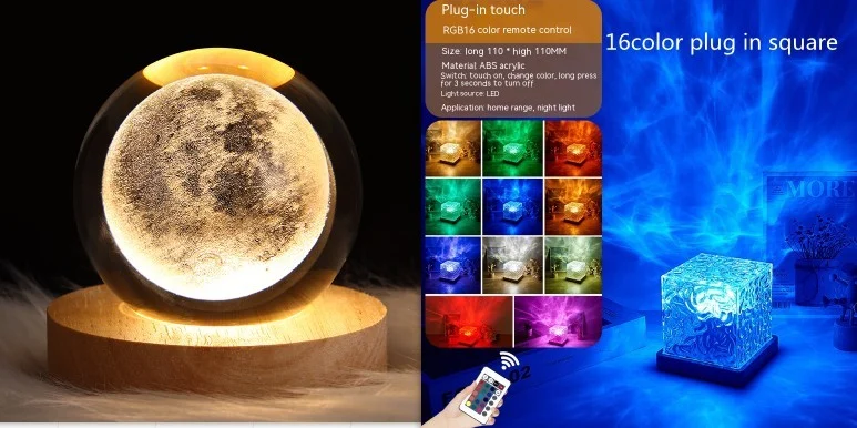 LED Water Ripple Ambient Night Light USB Rotating - Image 10
