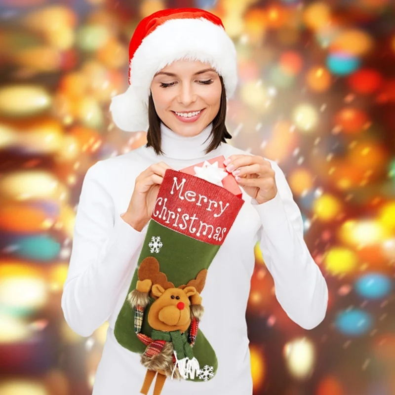 Year Xmas Big Stockings Set Decorations Christmas 3D - Image 6