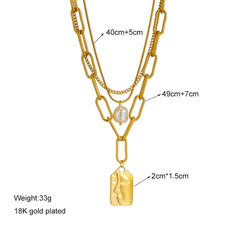Fashion Jewelry Layered Face Portrait Chain Choker - Image 5