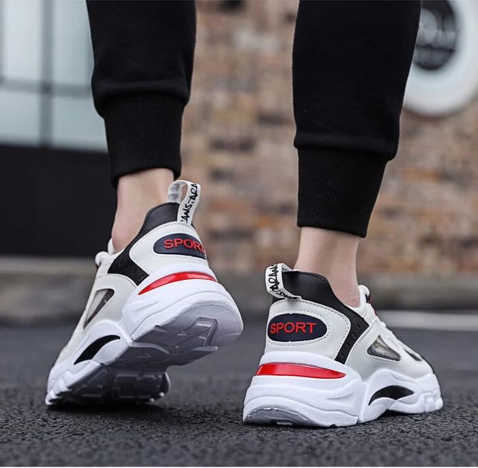 White Sneakers Men Non Slip Walking Running Shoes - Image 7