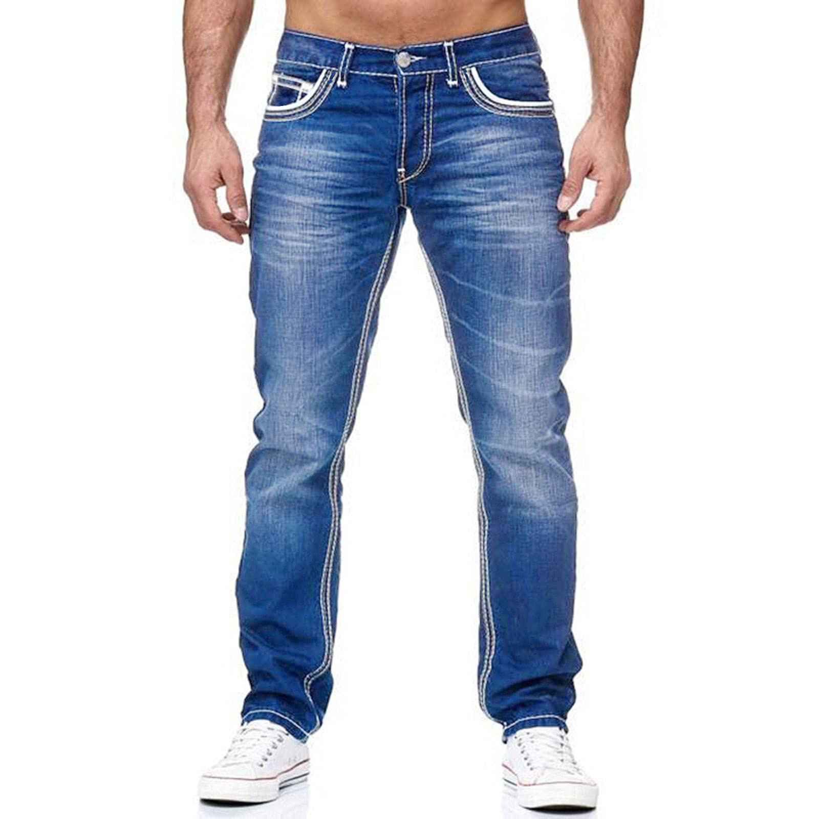 Men Jeans with Pockets Straight Pants Business Casual - Image 4