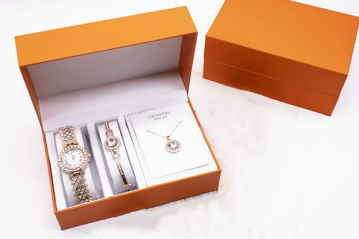 3-piece Rhinestone Watch Set With Bracelet And Necklace - Image 5