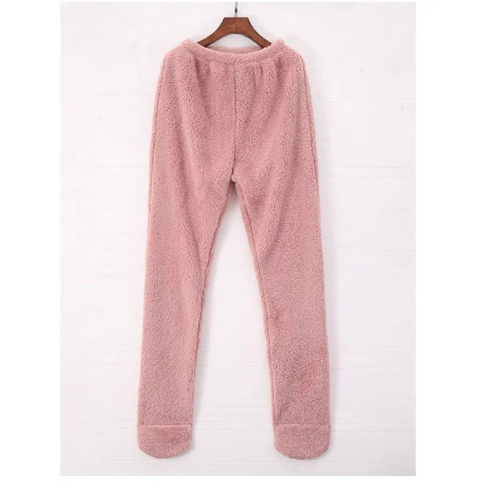 Women Coral Fleece Socks Leggings Winter Warm Sleepwear Ankles Knees Guard Women Home Pants Thick Pajamas Pant - Image 4