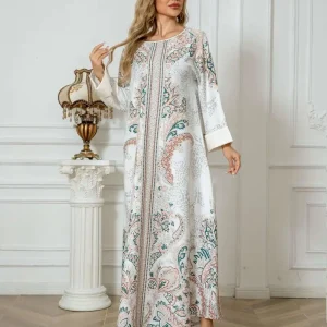 Women's Leopard Print Long Kaftan Dress