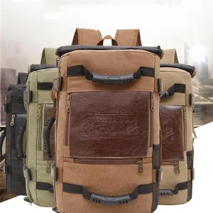 Men Canvas Backpack Huge Travel School Shoulder