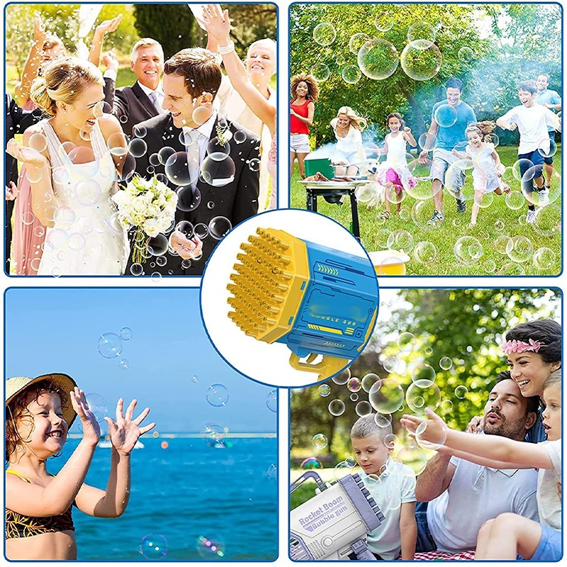 Bubble Gun Rocket 69 Holes Soap Bubbles Machine Gun Shape Automatic Blower With Light Toys For Kids Pomperos - Image 9