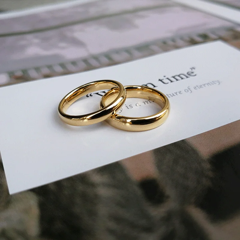 Glossy Plain Circle Tungsten Steel Couple Rings for Men