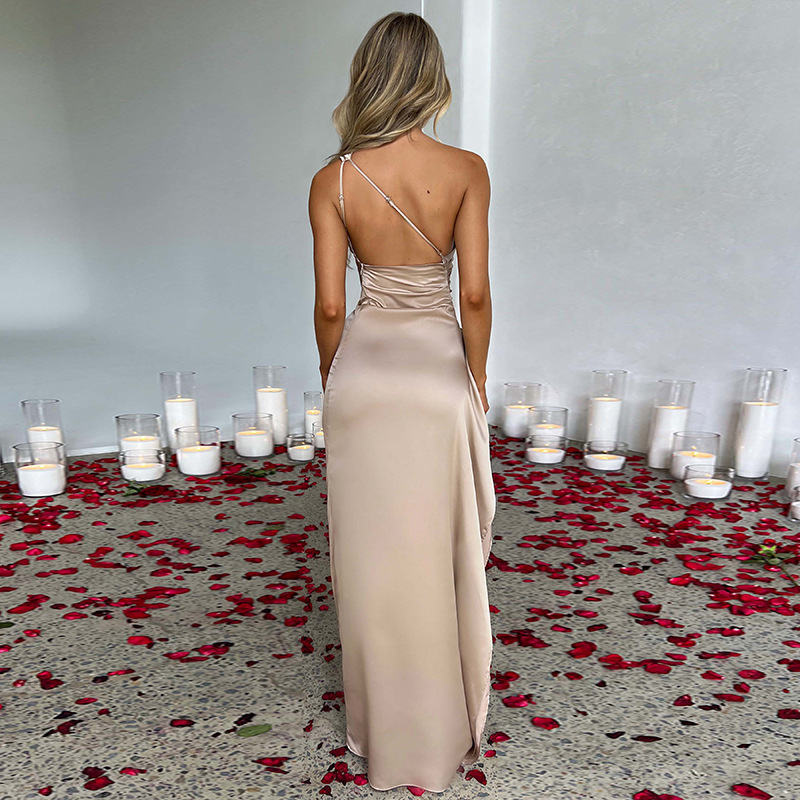Sexy One-shoulder Backless Slit Dress Summer Elegant - Image 3