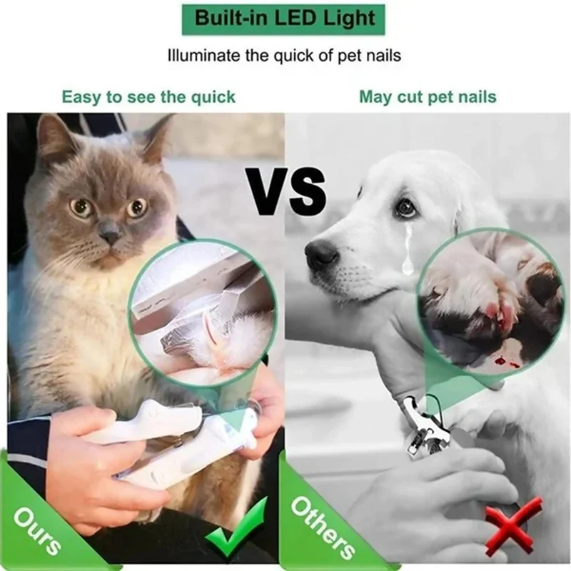 Pet Nail Clippers with LED Light Dogs Cat Nail Scissors - Image 2