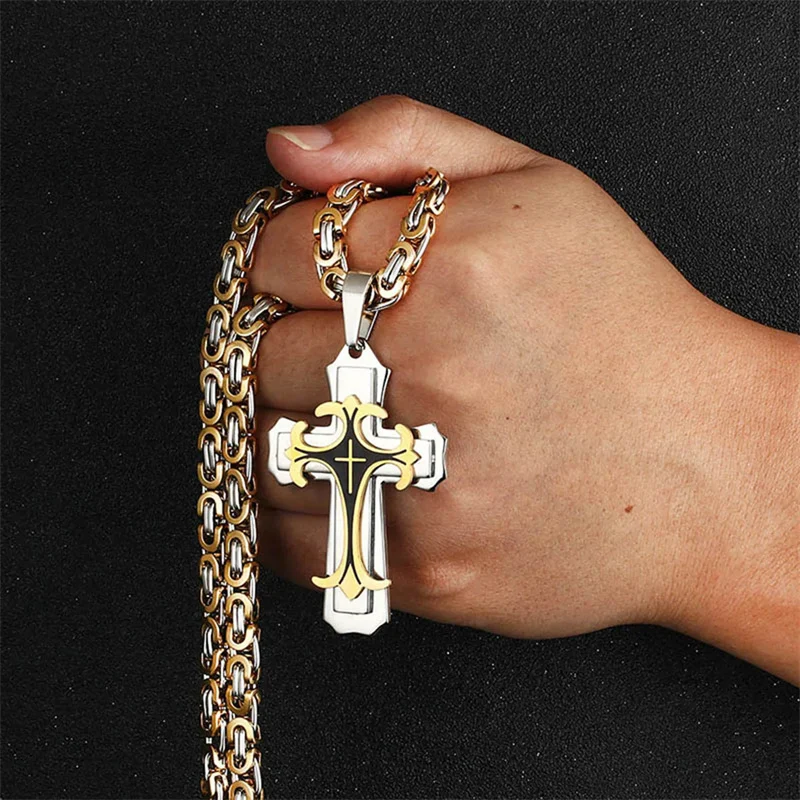 Fashion Jewelry Christian Trinity Latin Cross Necklace - Image 3