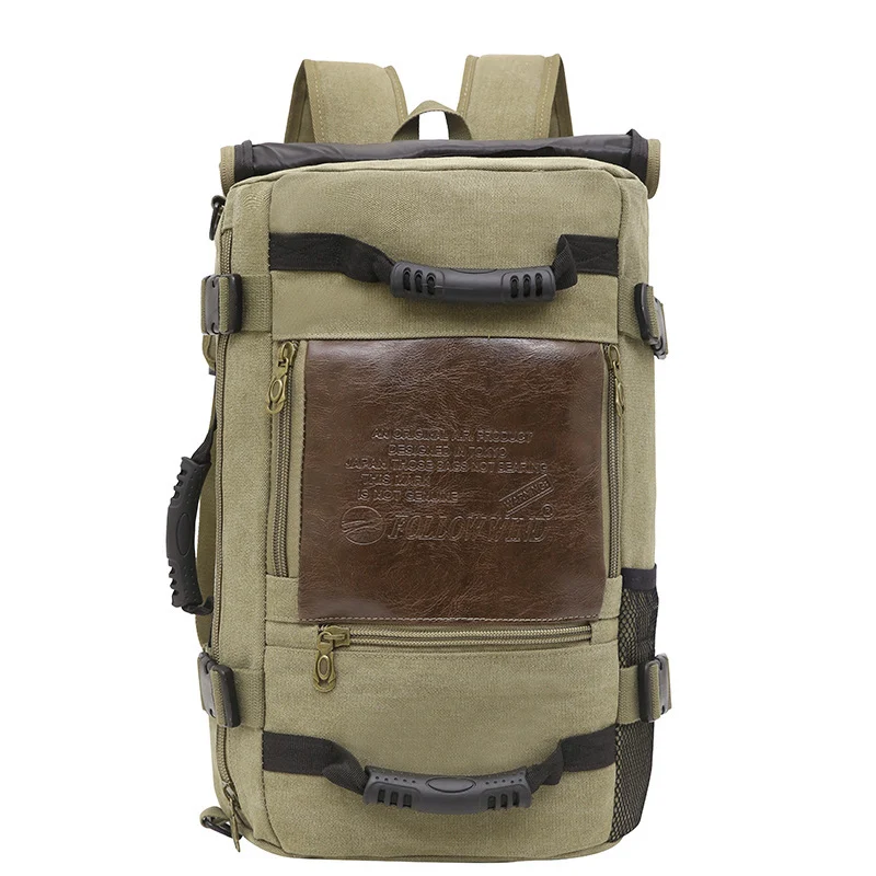 Men Canvas Backpack Huge Travel School Shoulder - Image 9