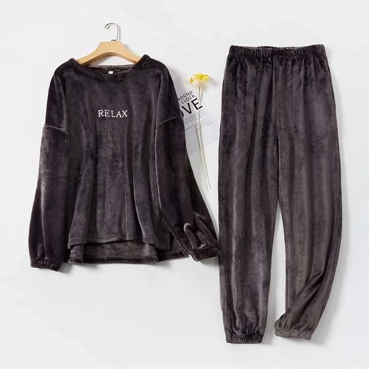 Flannel Pajamas Sets Winter Home Clothes for Women Men - Image 6