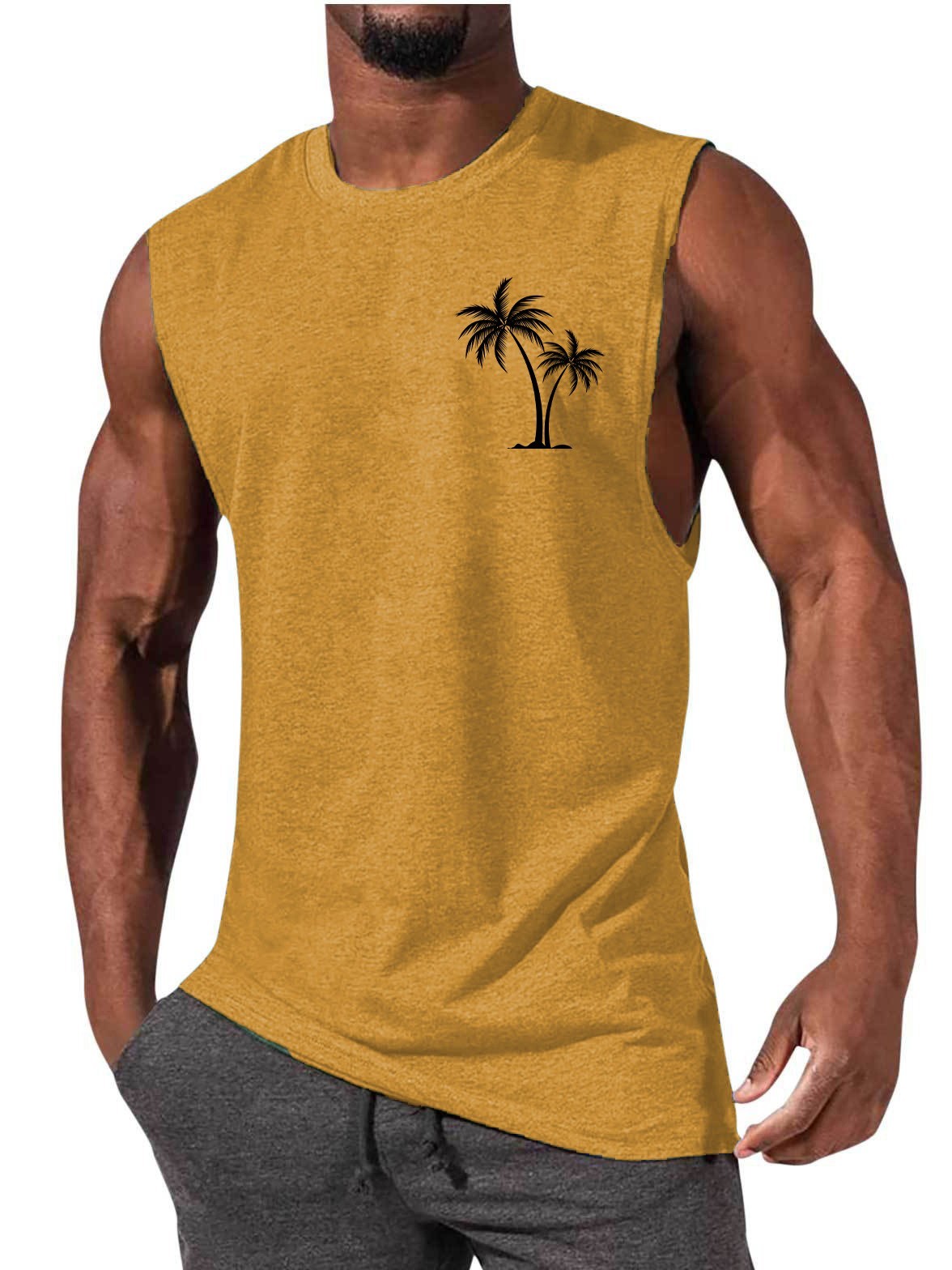 Coconut Tree Embroidery Vest Summer Beach Tank Tops - Image 5
