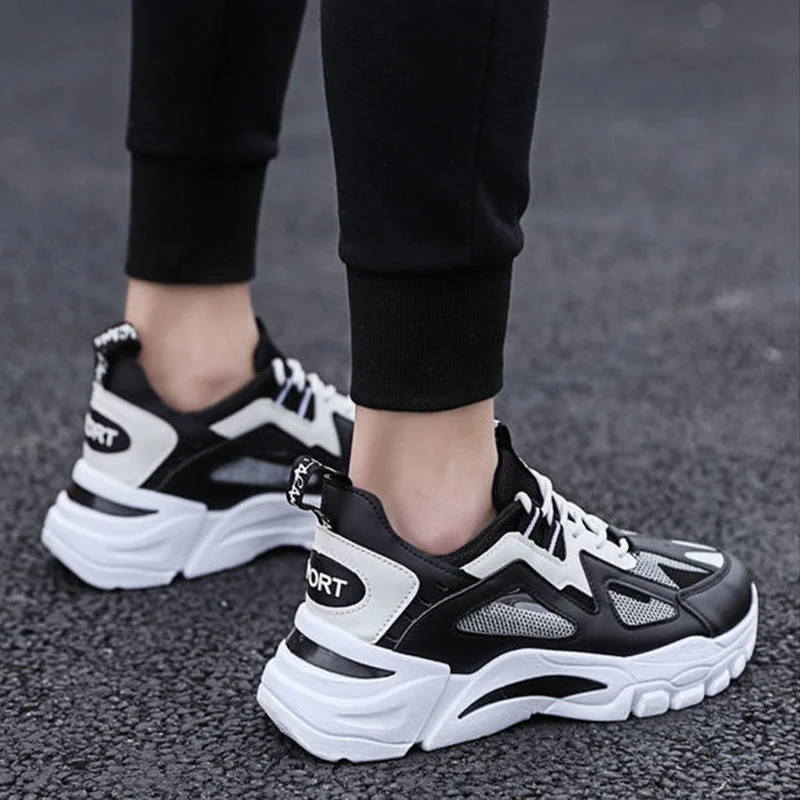 White Sneakers Men Non Slip Walking Running Shoes - Image 5