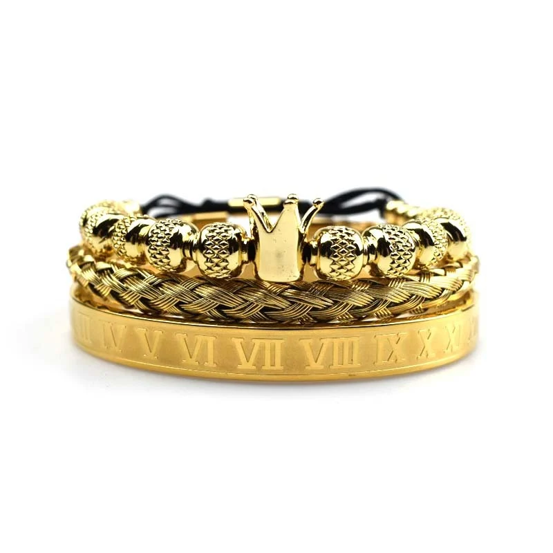 Luxury Roman Royal Crown Charm Bracelet Men Stainless - Image 3