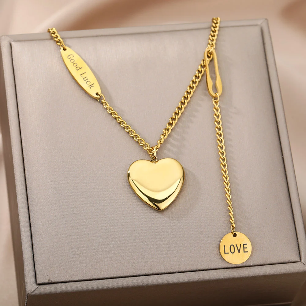 Fashion Jewelry Multilayer Heart Pendant Necklaces for