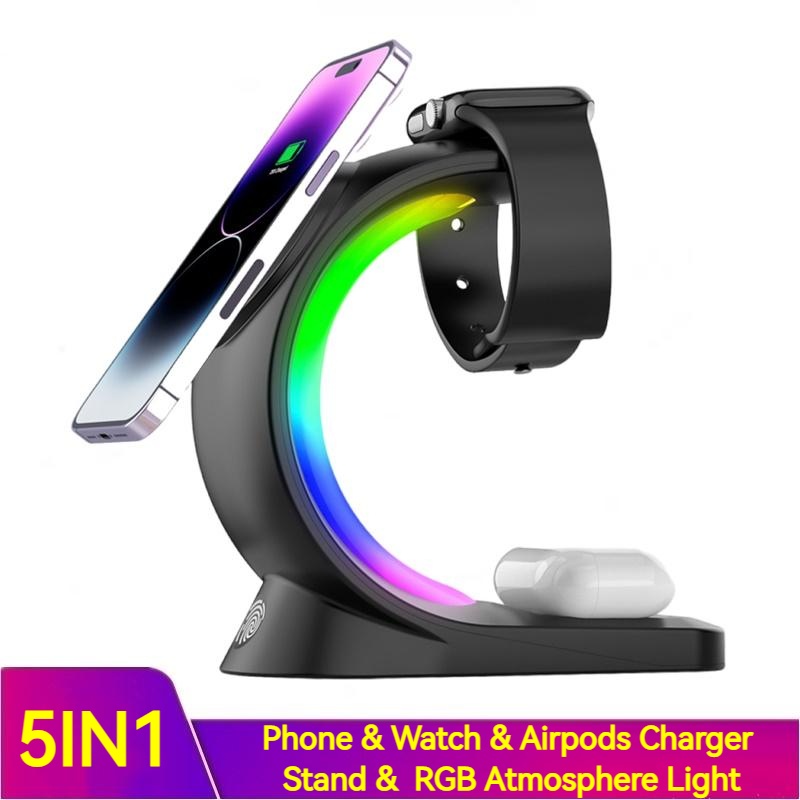 4-in-1 Magnetic Wireless Charging Station with Ambient Light - Image 4