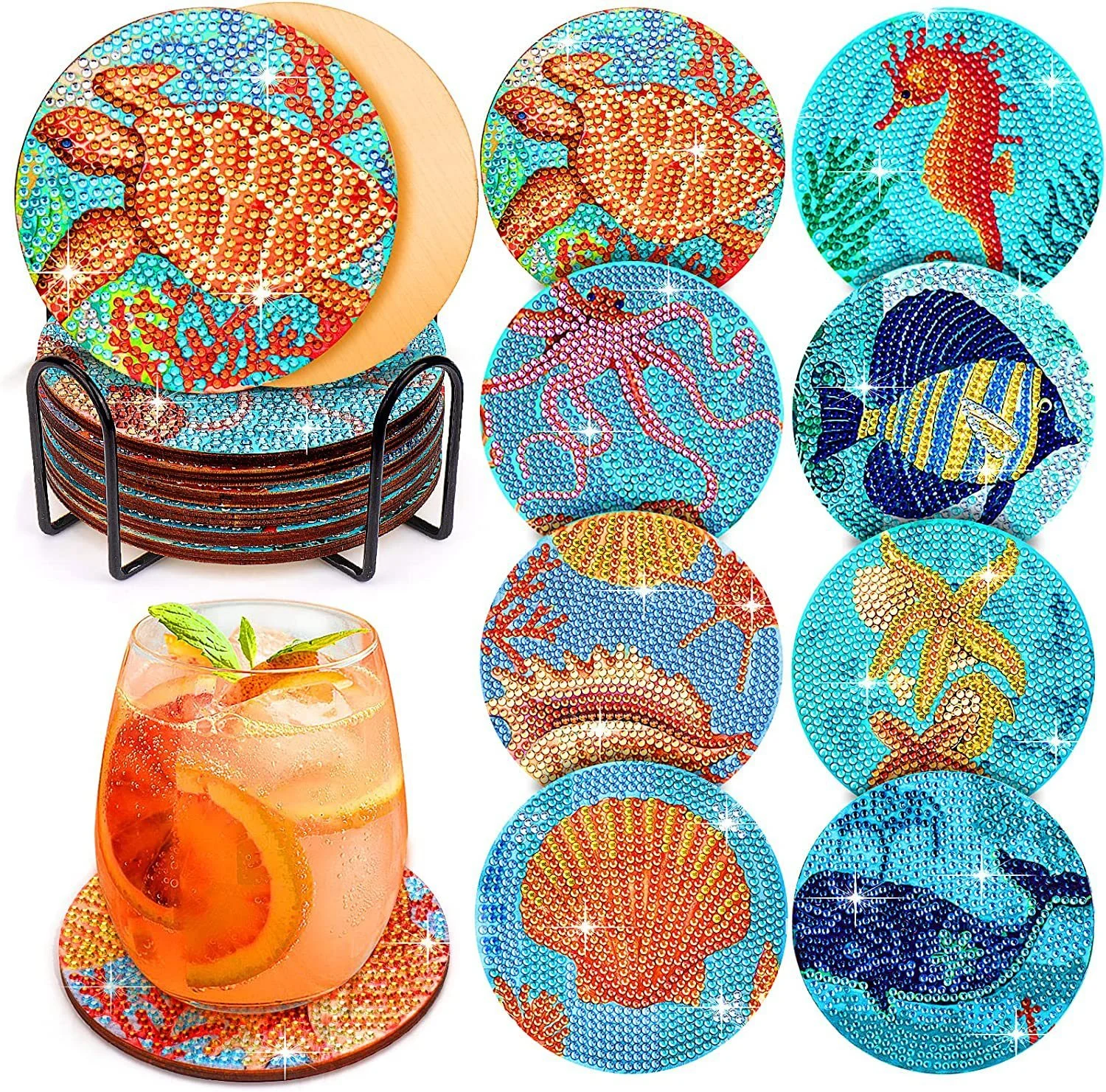 Ocean Series Diamond Painting Coaster Set Rhinestones - Image 7
