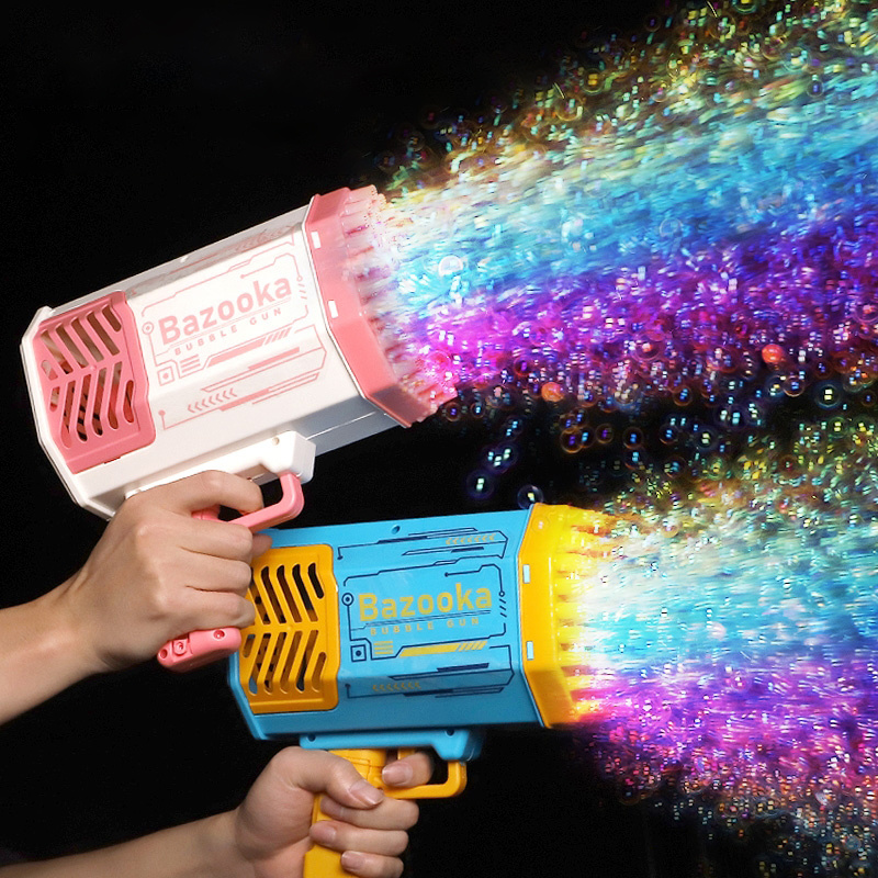 Bubble Gun Rocket 69 Holes Soap Bubbles Machine Gun Shape Automatic Blower With Light Toys For Kids Pomperos - Image 5