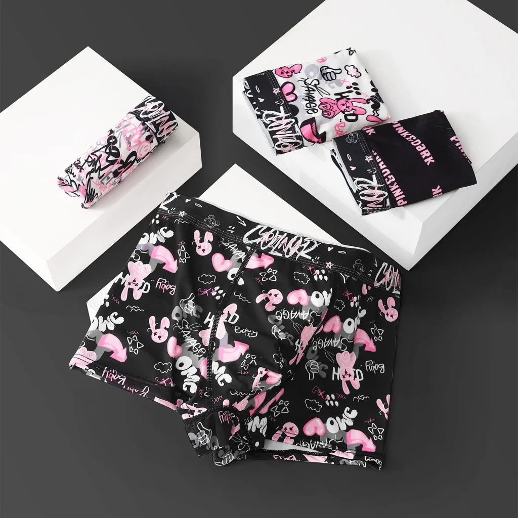Black Pink Breathable Antibacterial Crotch Mid Waist