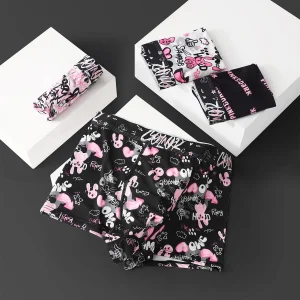 Black Pink Breathable Antibacterial Crotch Mid Waist