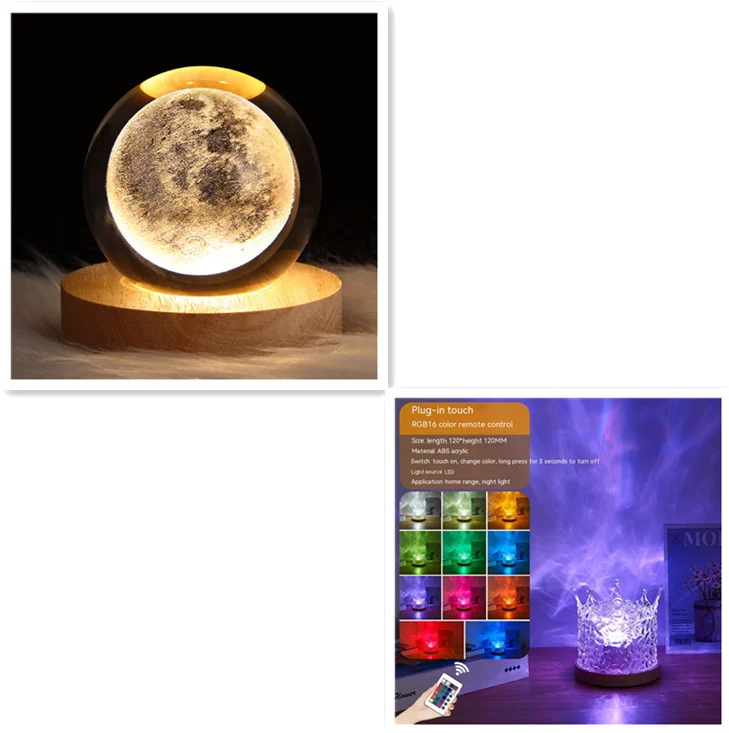 LED Water Ripple Ambient Night Light USB Rotating - Image 9