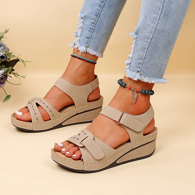 Wedge Sandals Summer Velcro Platform Shoes Women - Image 9