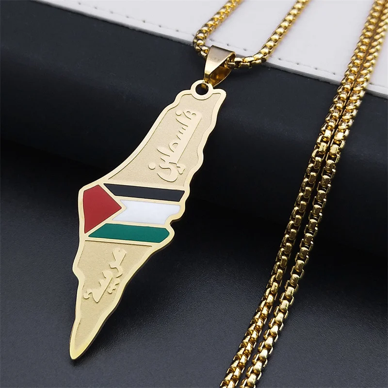 Palestine Israel Map Pendant Necklaces for Men Women - Image 2