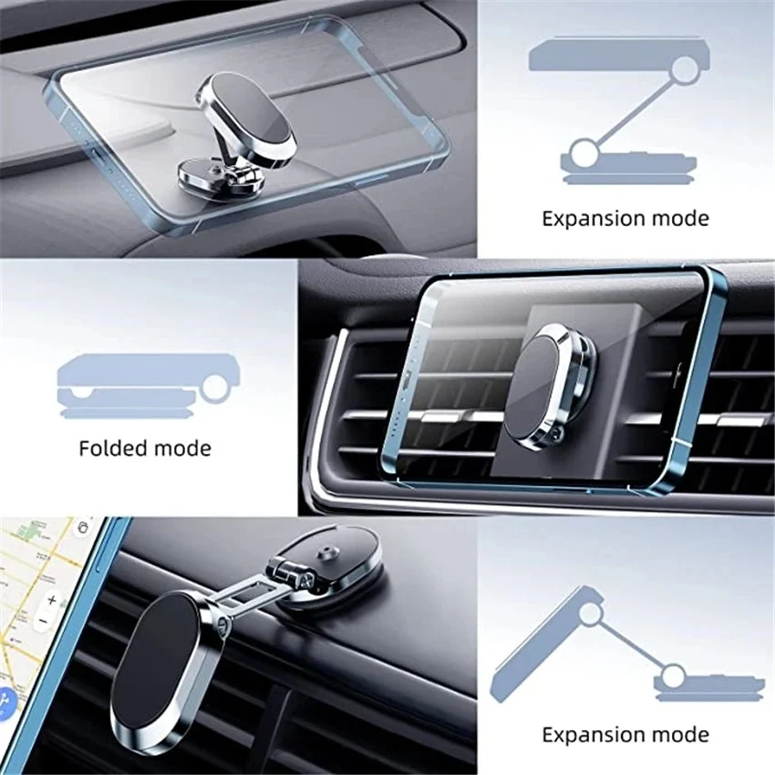 Rotate Metal Magnetic Car Phone Holder Foldable - Image 2