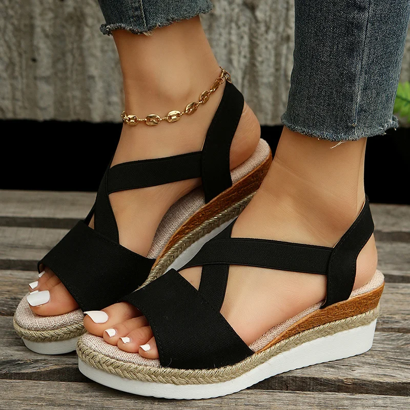Wedge Sandals for Women Cross-strap Platform Gladiator - Image 8