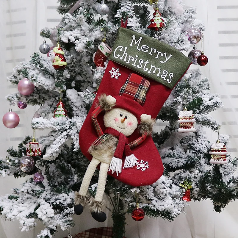 Year Xmas Big Stockings Set Decorations Christmas 3D - Image 9